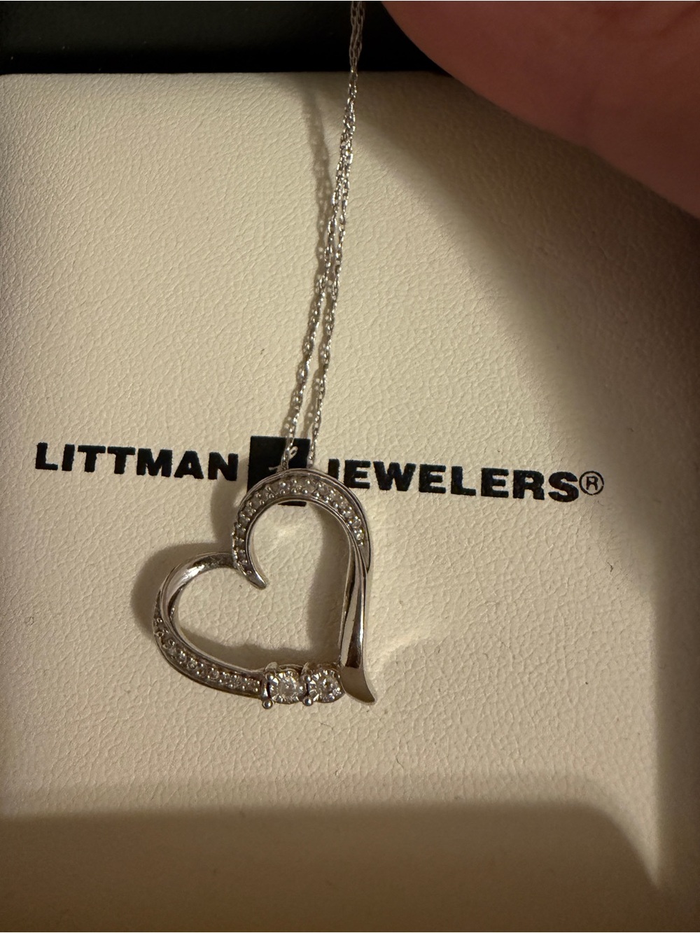 Littman Jewelers Silver Heart Pendant Necklace with Cubic Accents
